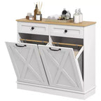 HOMCOM Tilt Out Laundry Hamper Cabinet Bathroom Storage Cabinet with 2 Removable Baskets and 2 Drawers